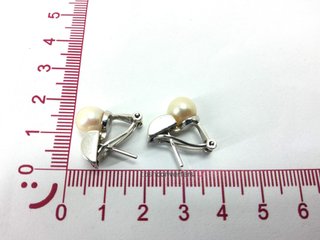 pendientes oro 18k con piedra con diamante,perla