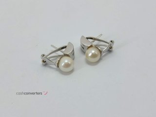 pendientes oro 18k con piedra con diamante,perla