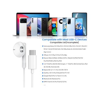 Auriculares USB C con micrófono y cable