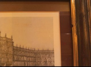 Litografía Plaza Mayor Salamanca Marco Antiguo