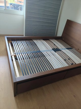 Cama Malm 140x200 Marrón Ikea + 4Cajones +LEIRSUND