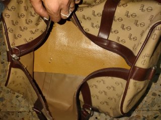 Bolso de viaje vintage LOEWE beige y marrón