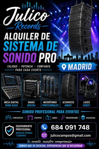 Alquiler Sistema de Sonido Profesional Completo