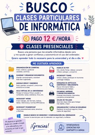 Busco clases informática mes de agosto