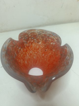 Tulipano modernista in cristallo arancione con bordo blu