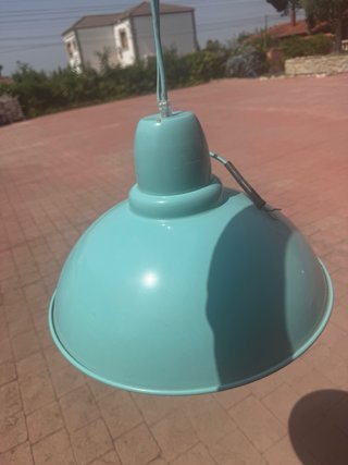 Lámparas colgante blanco/beige y turquesa