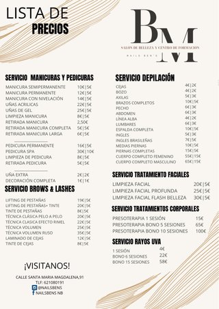 Centro de Belleza Nails Bens - Lista de Precios