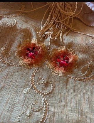 Set 4 Centrini Rettangolari Beige/Oro
