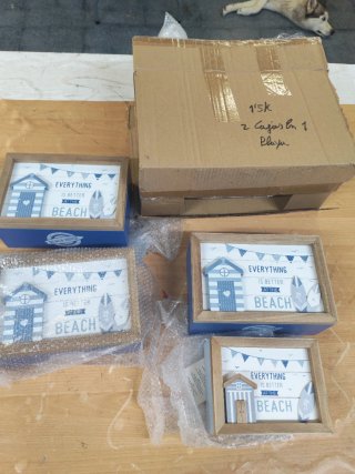 Set 2 Cajas Decorativas Playa Madera