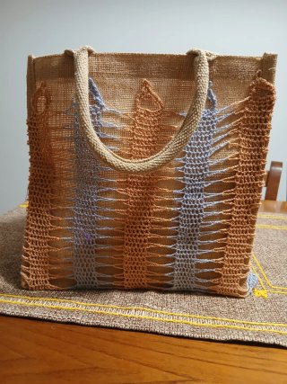 Borsa juta con rivestimento esterno lav uncinetto