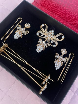 Set Aderezo Joyas Perlas y Cristales