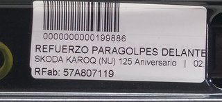 REFUERZO PARAGOLPES DELANTERO SKODA KAROQ (NU) 125 Aniversario
