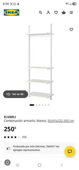 Armarios Vestidores Abiertos IKEA ELVARLI, módulos
