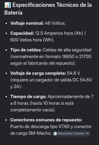 Batería Patinete Eléctrico Navee N65 48v 12.5ah