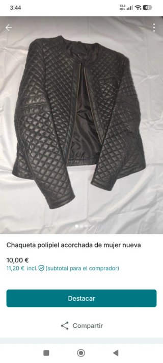 Chaqueta polipiel acolchada mujer