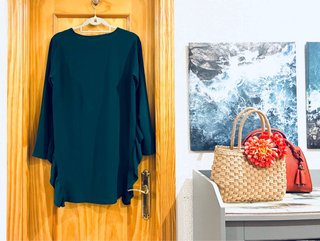 Blusa Sense Manga Larga Verde Esmeralda Volantes