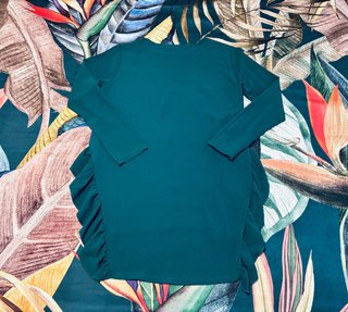 Blusa Sense Manga Larga Verde Esmeralda Volantes