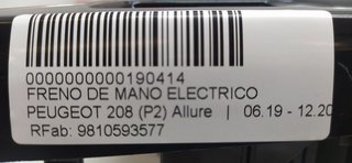 FRENO DE MANO ELECTRICO PEUGEOT 208 (P2) Allure