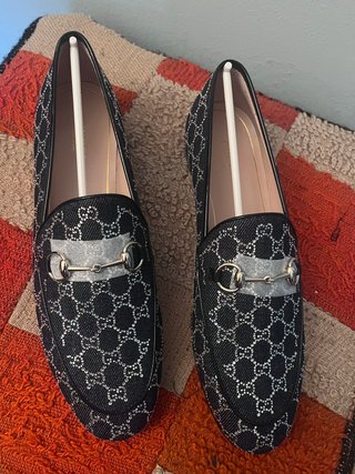 Mocassini Gucci Donna Blu e Argento con Cristalli