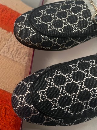 Mocassini Gucci Donna Blu e Argento con Cristalli