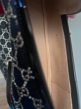 Mocassini Gucci blu con cristalli