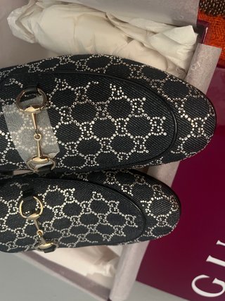 Mocassini Gucci blu con cristalli