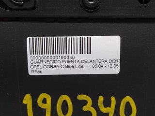 GUARNECIDO PUERTA DELANTERA DERECHA OPEL CORSA D CorsaVan