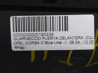 GUARNECIDO PUERTA DELANTERA IZQUIERDA OPEL CORSA D CorsaVan