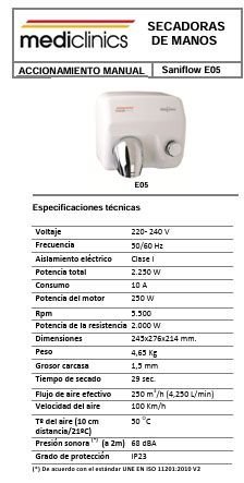 SECADOR DE MANOS MEDICLINICS SANIFLOW
