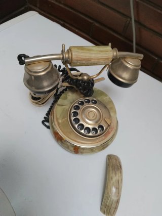 Teléfono antiguo italiano mármol verde/dorado