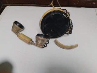 Teléfono antiguo italiano mármol verde/dorado