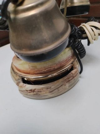 Teléfono antiguo italiano mármol verde/dorado