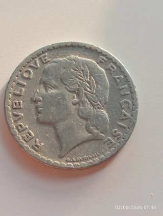 Moneda 5 Francos RF 1949 Antigua