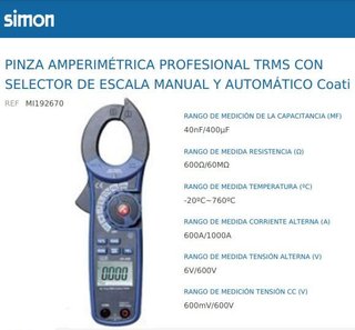 PINZA AMPERIMÉTRICA PROFESIONAL SIMON