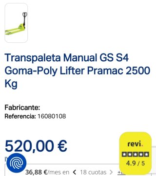 Transpaleta Manual Seminueva Marca profesional.