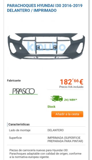 Parachoques Hyundai i30 2016-2019 Delantero Imprim