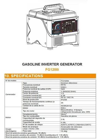 GENERADOR GASOLINA INVERTER 1000W