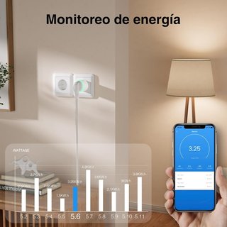 GHome Smart Enchufe Inteligente, Mini Enchufe Wi-Fi con Monitoreo de Energía