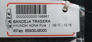 BANDEJA TRASERA HYUNDAI KONA Pure
