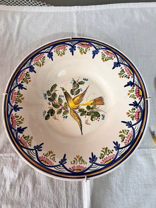 2 Platos Cerámica Decorados Aves 35cm