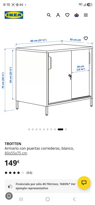 Armarios de almacenaje IKEA, metal, blanco