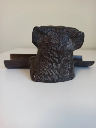 Portaplumas o bolígrafos figura perro de bronce añ