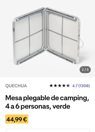 Mesa plegable camping metal y plástico