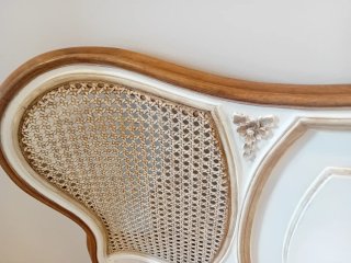 Cabecero vintage madera y ratán