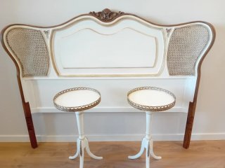 Cabecero vintage madera y ratán