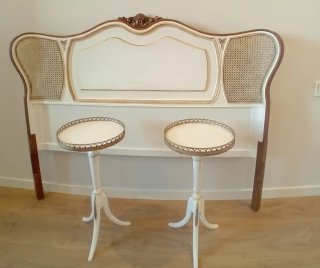 Cabecero vintage madera y ratán