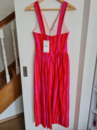 Vestido Zara Rayas Rosas y Rojas