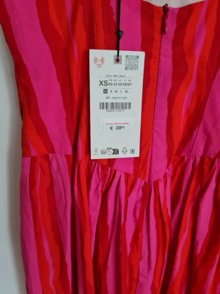 Vestido Zara Rayas Rosas y Rojas