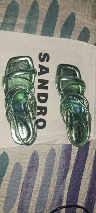 Sandalias Sandro Verde y Plateado