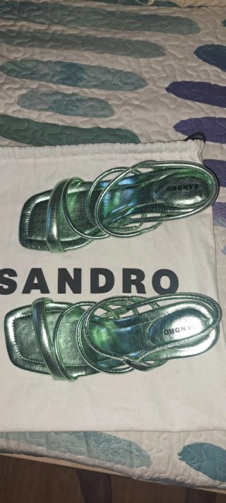 Sandalias Sandro Verde y Plateado